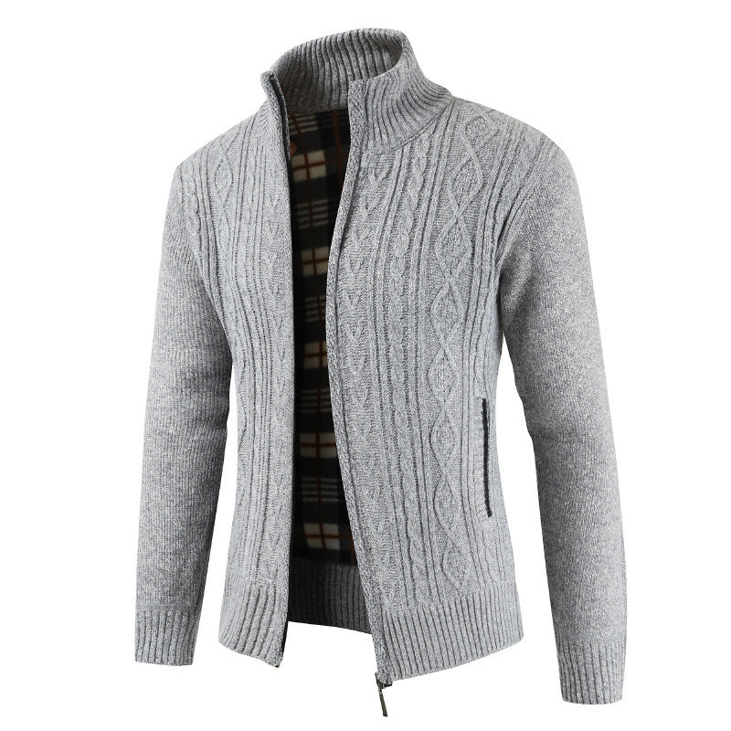 Herren Strickjacke mit Zopfdesign und hohem Kragen Krohn-e