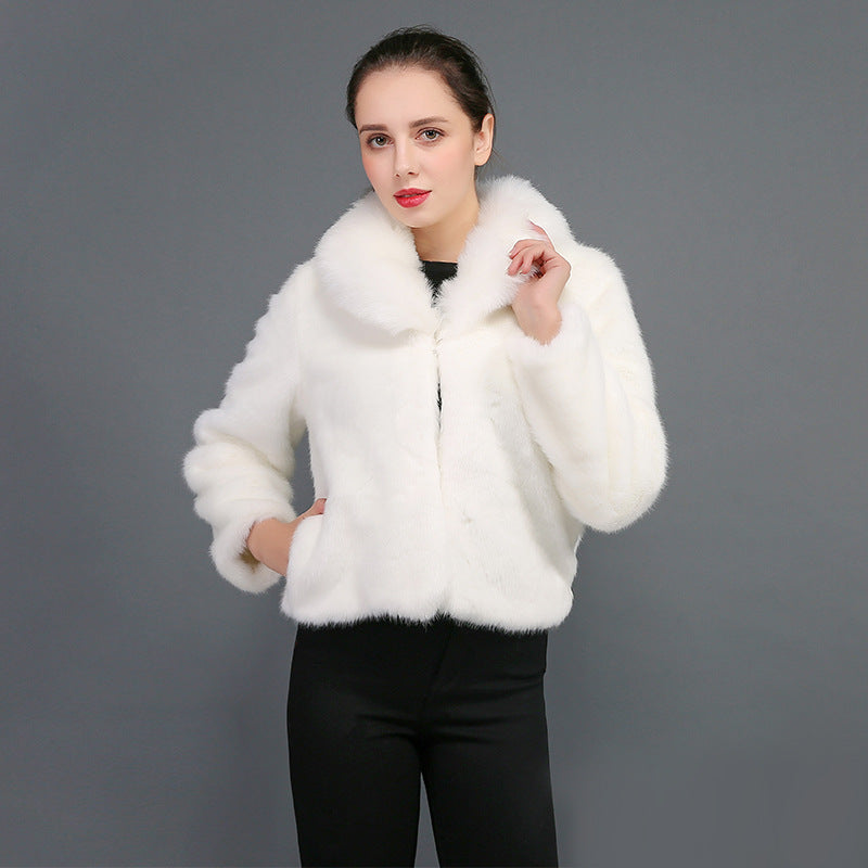 Damen Flauschige Kunstpelzjacke mit voluminösem Kragen und elegantem Schnitt Krohn-e