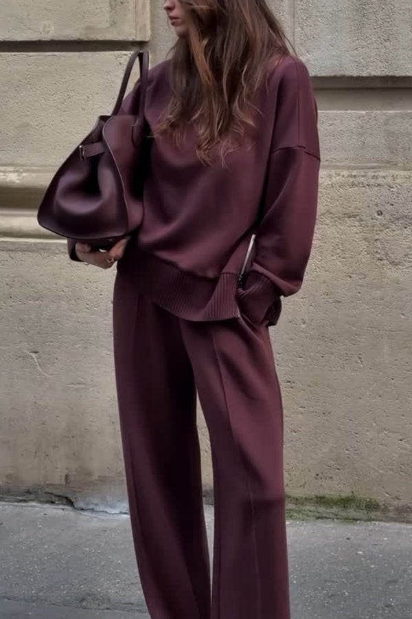 Krohn-e | Bequemes Damen Satz mit Strukturiertem Sweatshirt und Hose