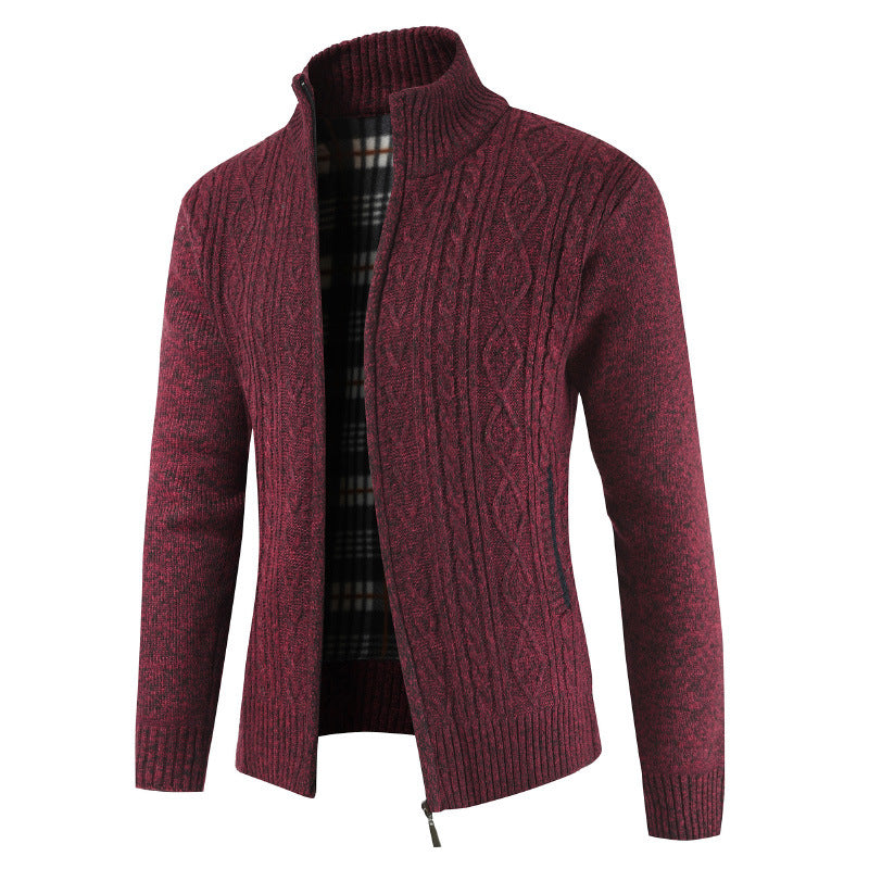 Herren Strickjacke mit Zopfdesign und hohem Kragen Krohn-e