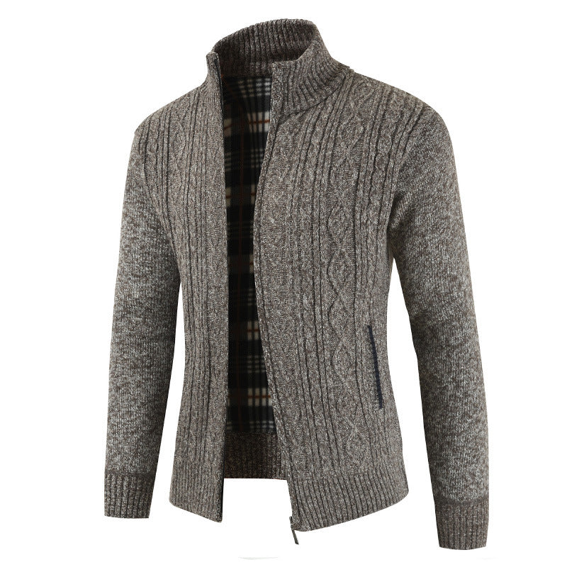 Herren Strickjacke mit Zopfdesign und hohem Kragen Krohn-e