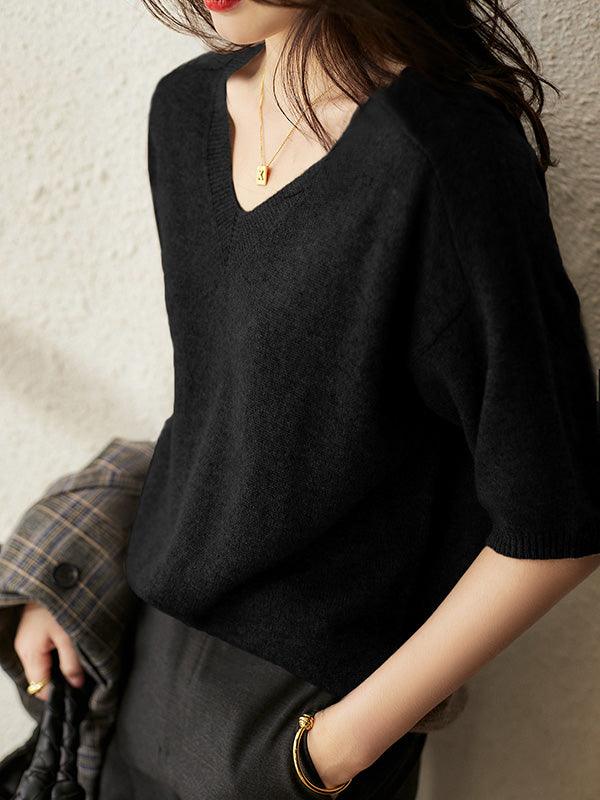 Krohn-e | weicher Cashmere-Pullover mit V-Ausschnitt für Damen