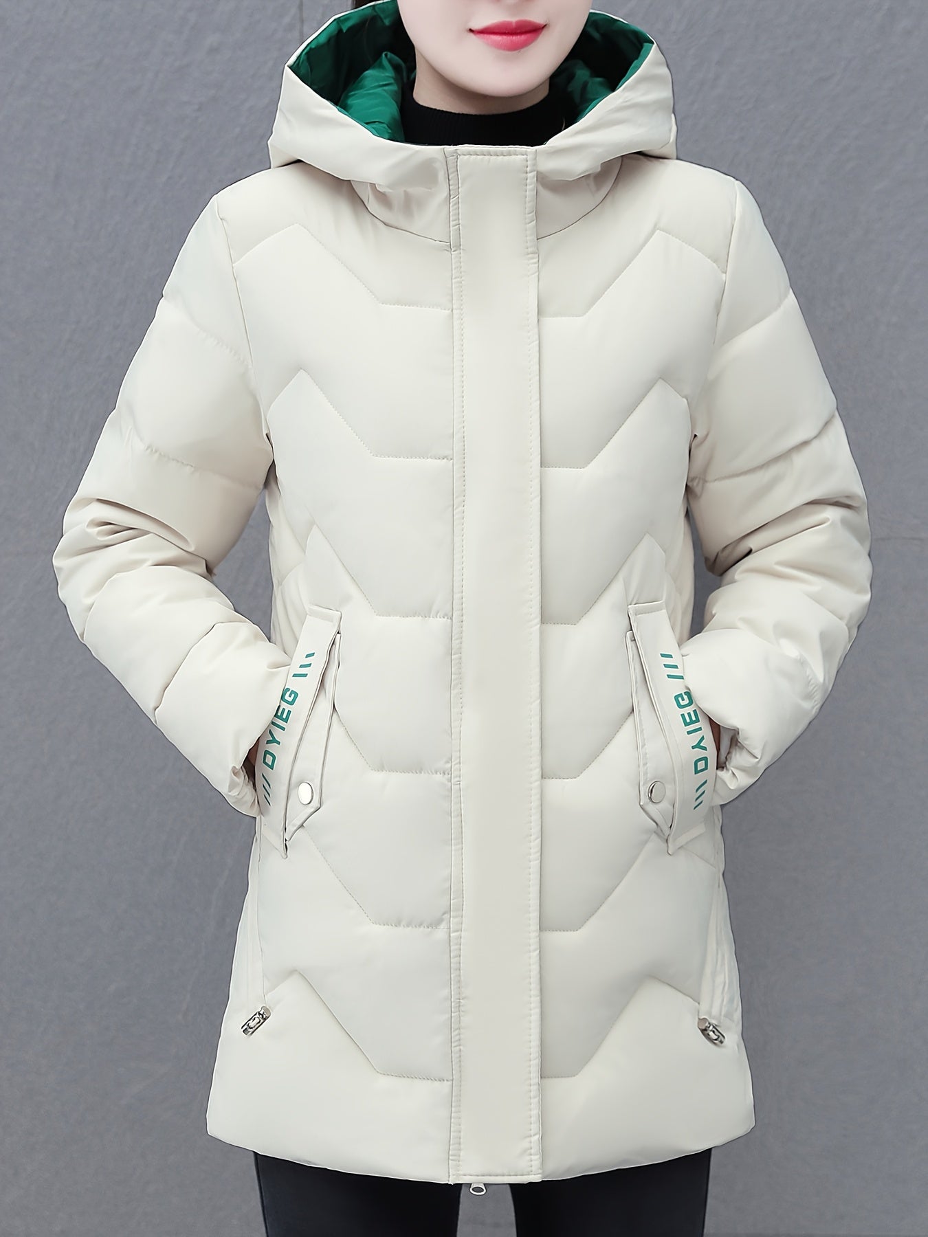 Krohn-e | Langes, lässiges Damen-Daunenjacke mit Kapuze