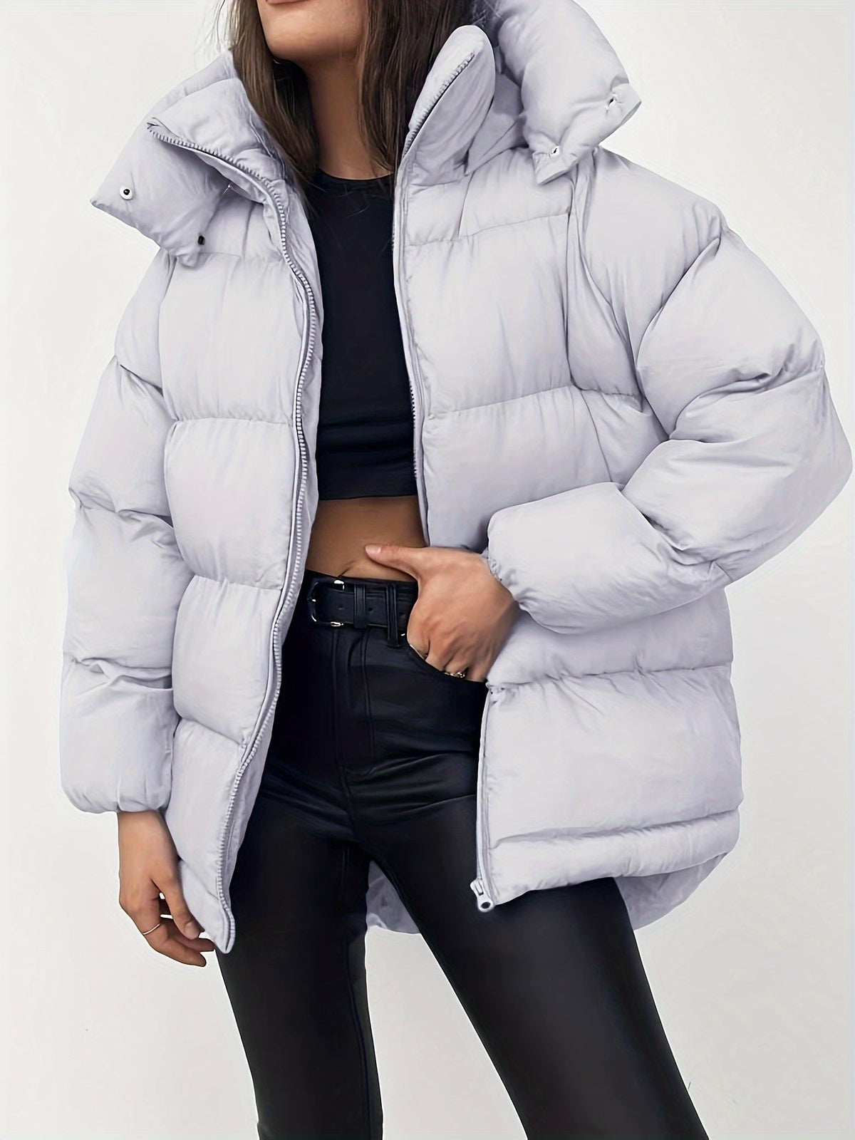 Krohn-e | Kurze Steppjacke mit Kapuze und Stehkragen für Damen Ideal Bei Kaltem Wetter