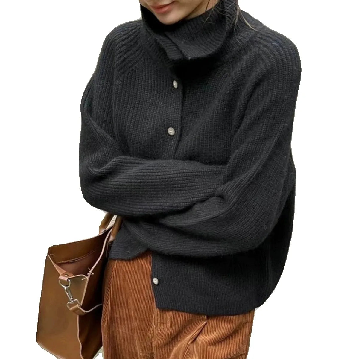 Krohn-e | Strick-Pullover mit Rollkragen und Knöpfen