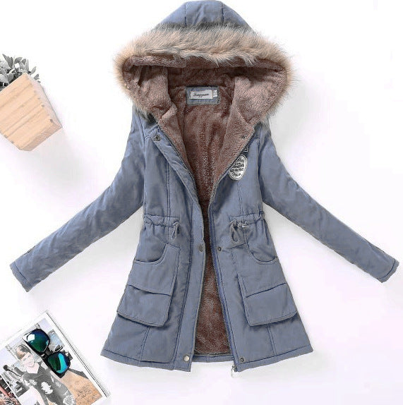 Damen gesteppte Winterjacke mit abnehmbarem Kunstfellkragen und praktischen aufgesetzten Taschen Krohn-e