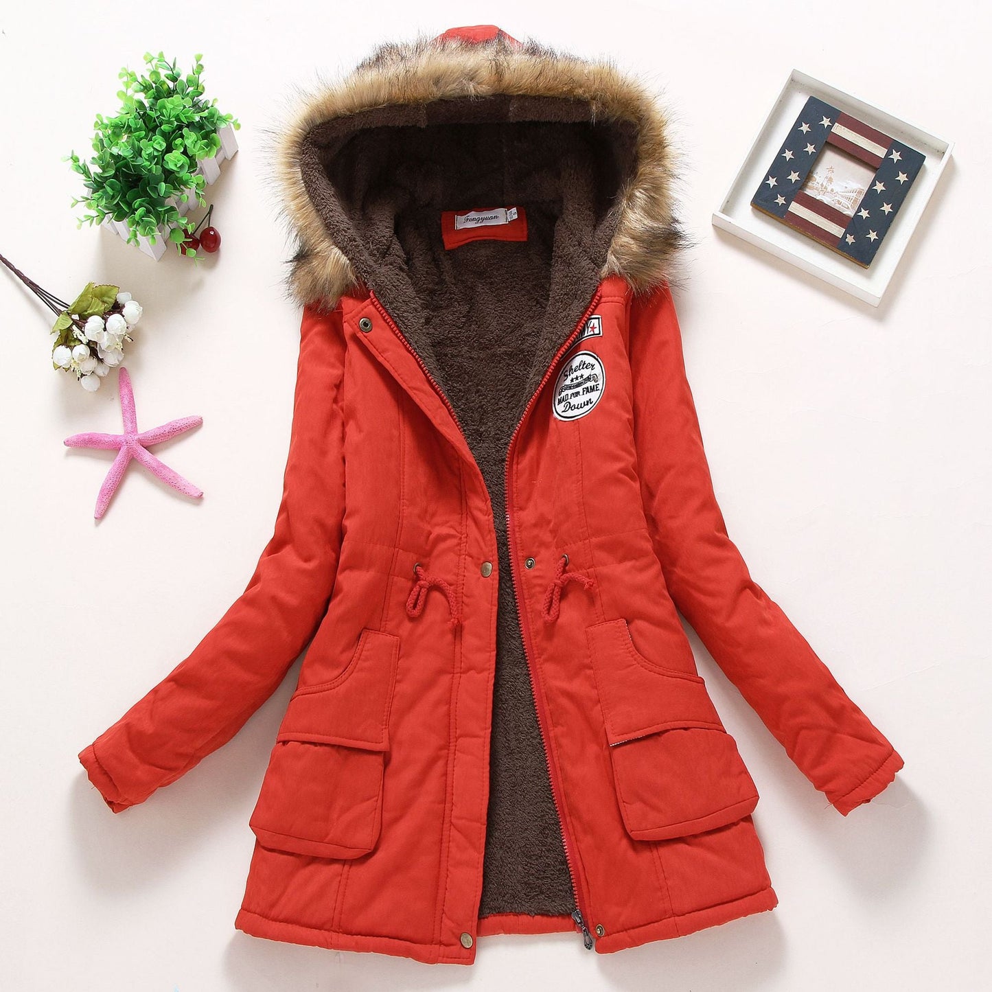 Damen gesteppte Winterjacke mit abnehmbarem Kunstfellkragen und praktischen aufgesetzten Taschen Krohn-e