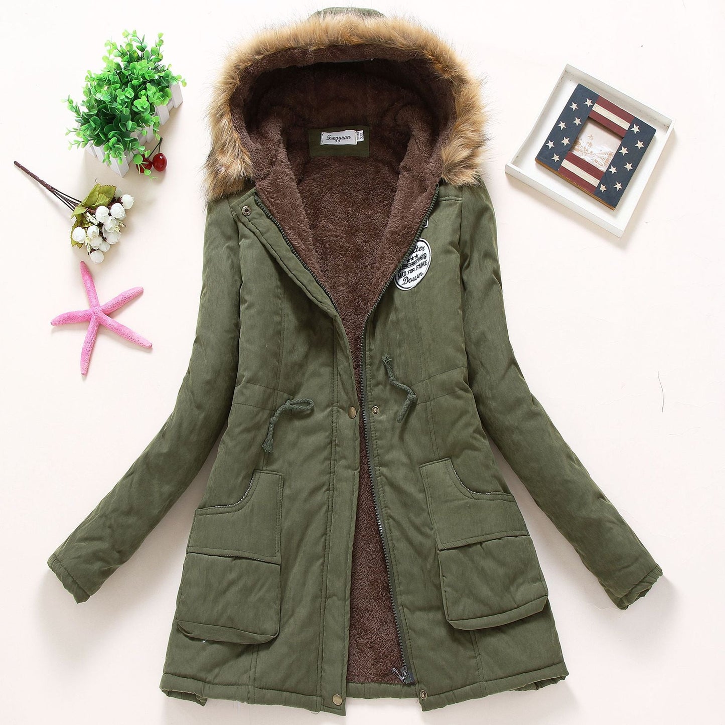 Damen gesteppte Winterjacke mit abnehmbarem Kunstfellkragen und praktischen aufgesetzten Taschen Krohn-e