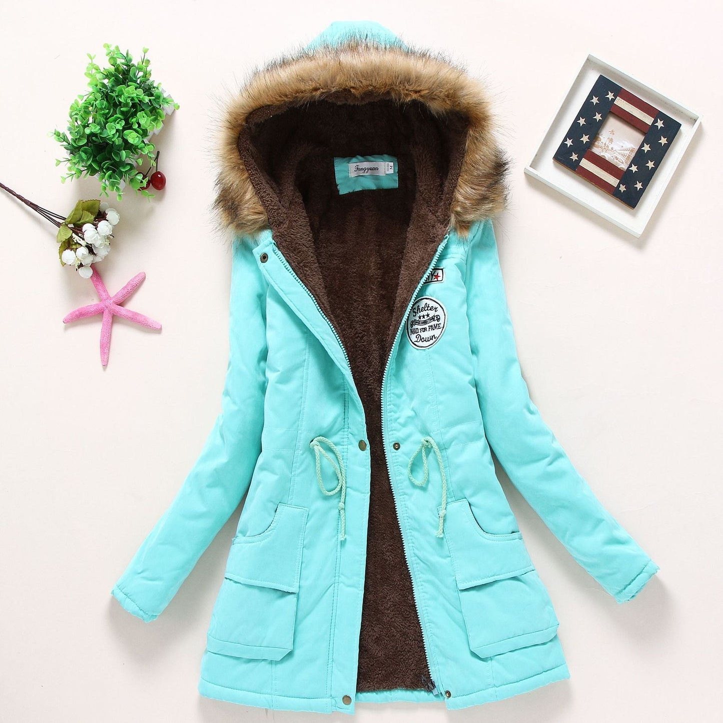 Damen gesteppte Winterjacke mit abnehmbarem Kunstfellkragen und praktischen aufgesetzten Taschen Krohn-e