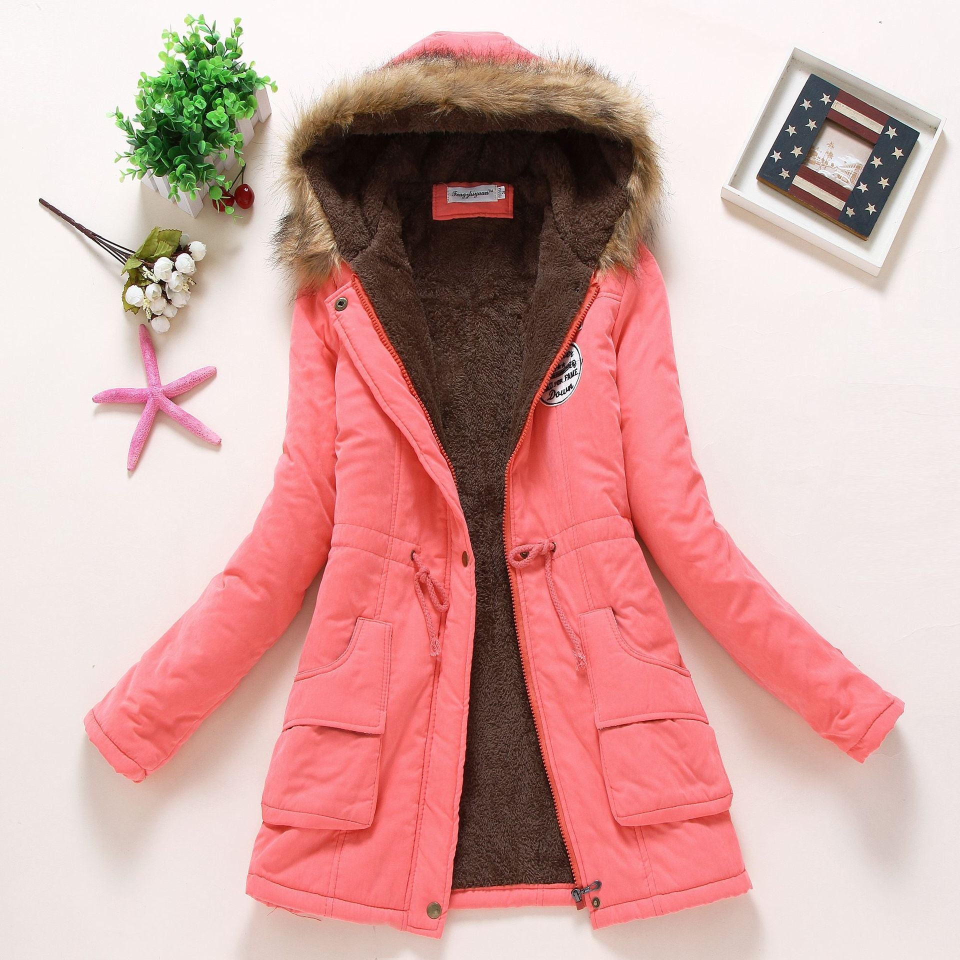 Damen gesteppte Winterjacke mit abnehmbarem Kunstfellkragen und praktischen aufgesetzten Taschen Krohn-e