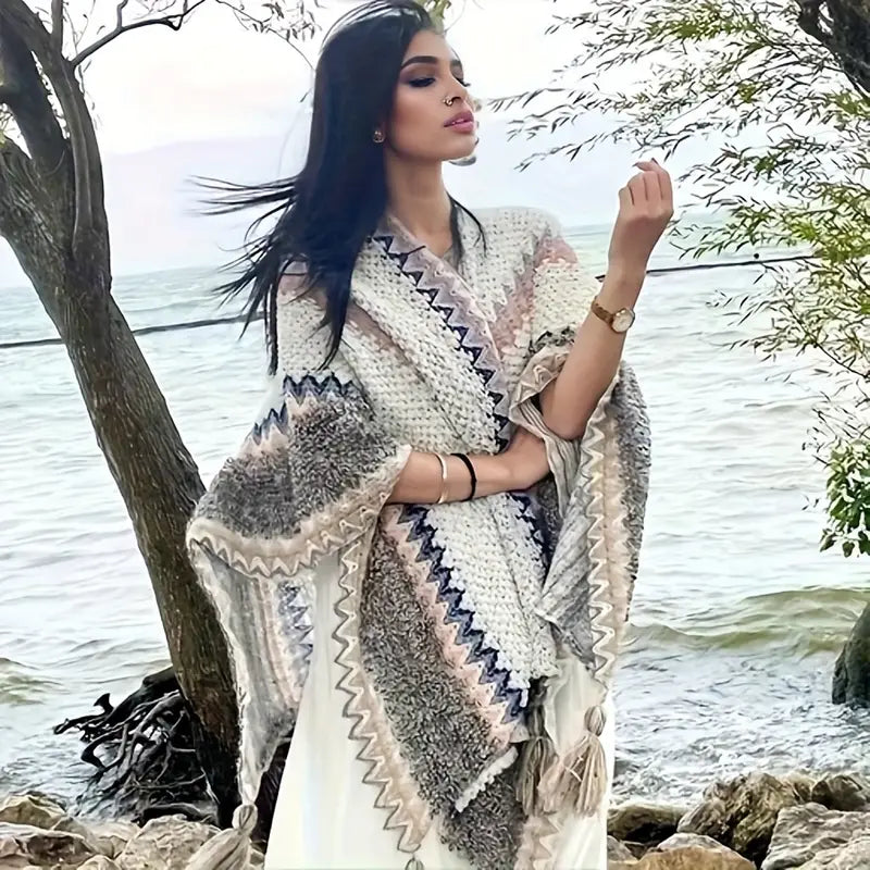 Krohn-e | Winter Poncho Strickschal