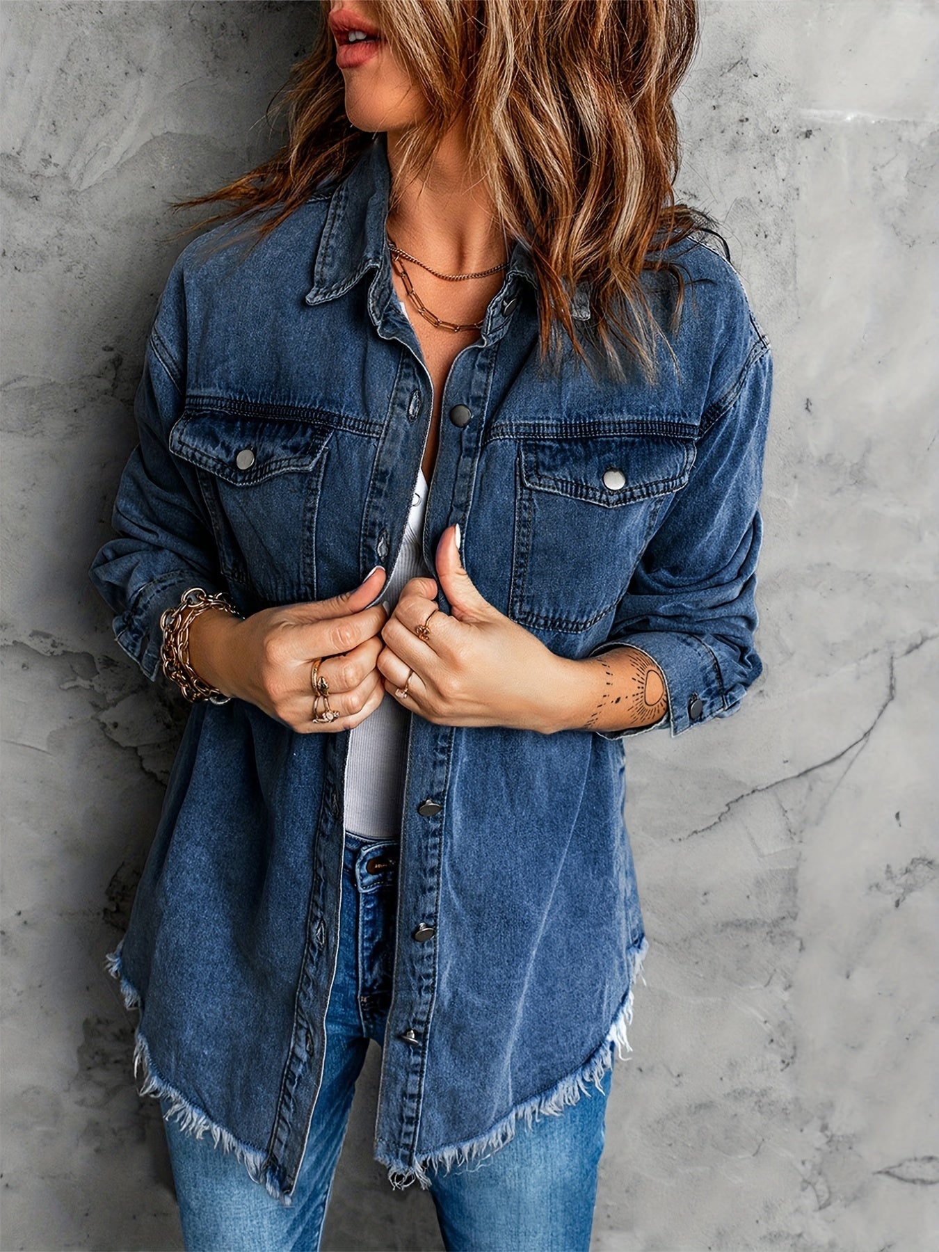 Wilaris Damen Denimjacke Fransensaum