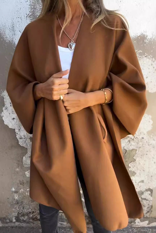 Krohn-e | lässige V-Ausschnitt Stola Cape Jacke