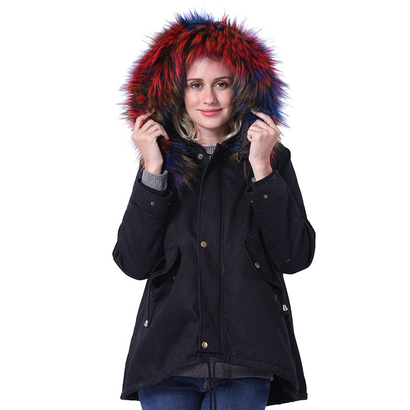 Damen Winterjacke mit abnehmbarer Kunstpelzkapuze und praktischen Taschen Krohn-e