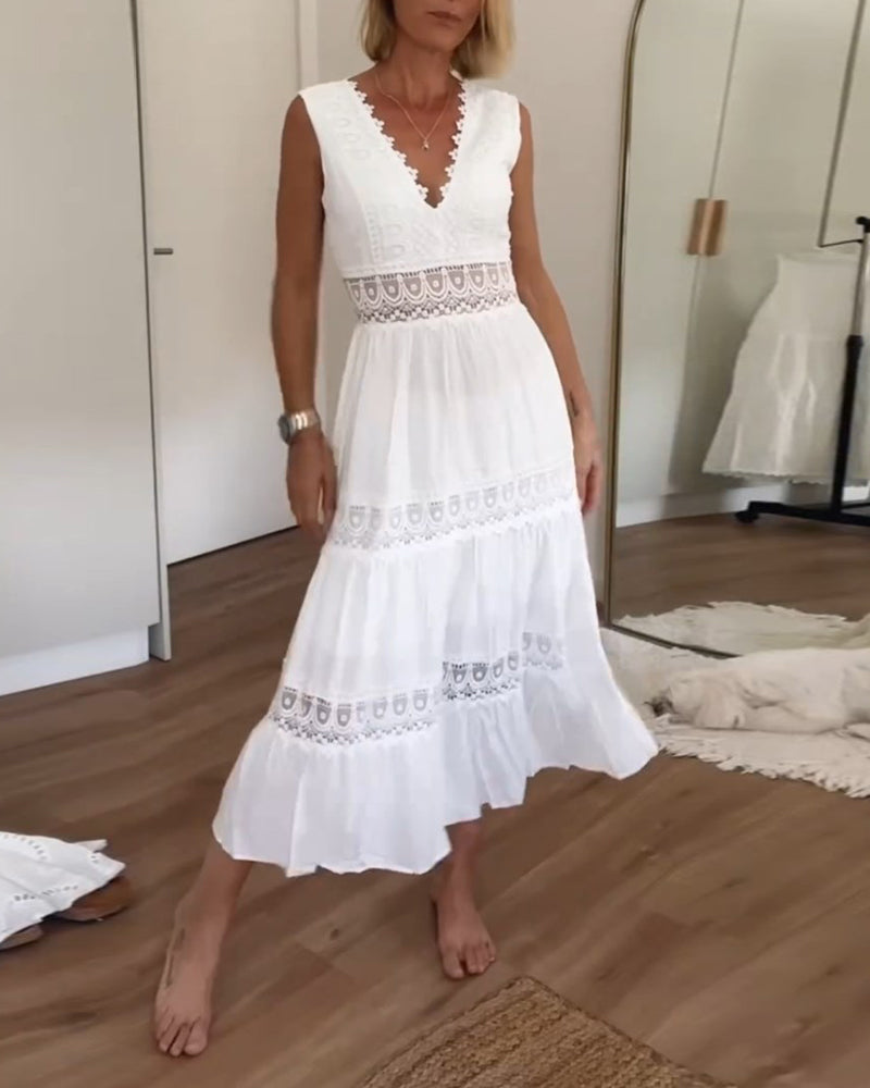 KROHN-E Damen Boho-Wickelkleid Fließend Drapiert