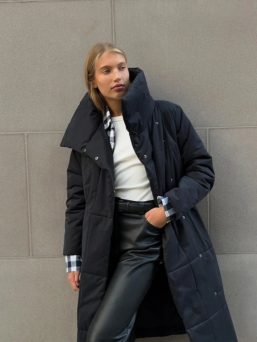Krohn-e | Lange Winterjacke mit elegantem breitem Kragen