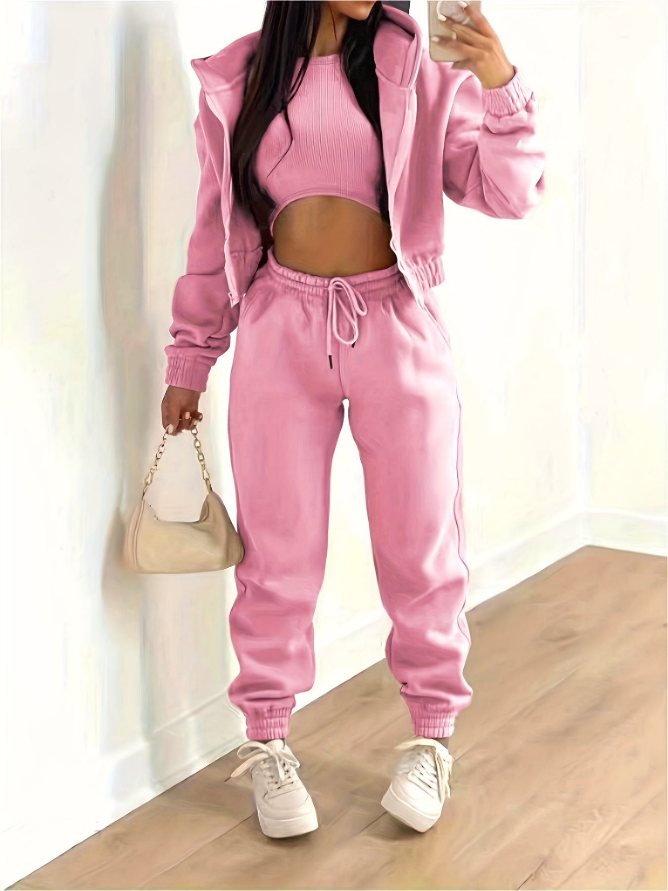Krohn-e | Kapuzenjacke & Tanktop & Jogginghose Drei Teilige Satz Outfits