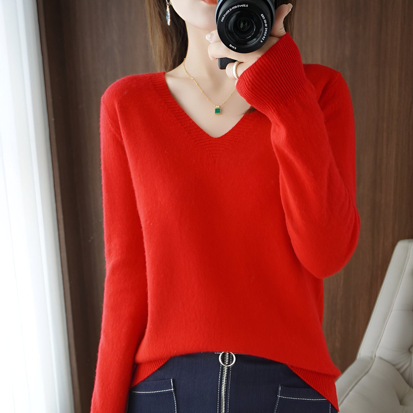 Strickpullover von Ika mit gemütlichem V-Ausschnitt