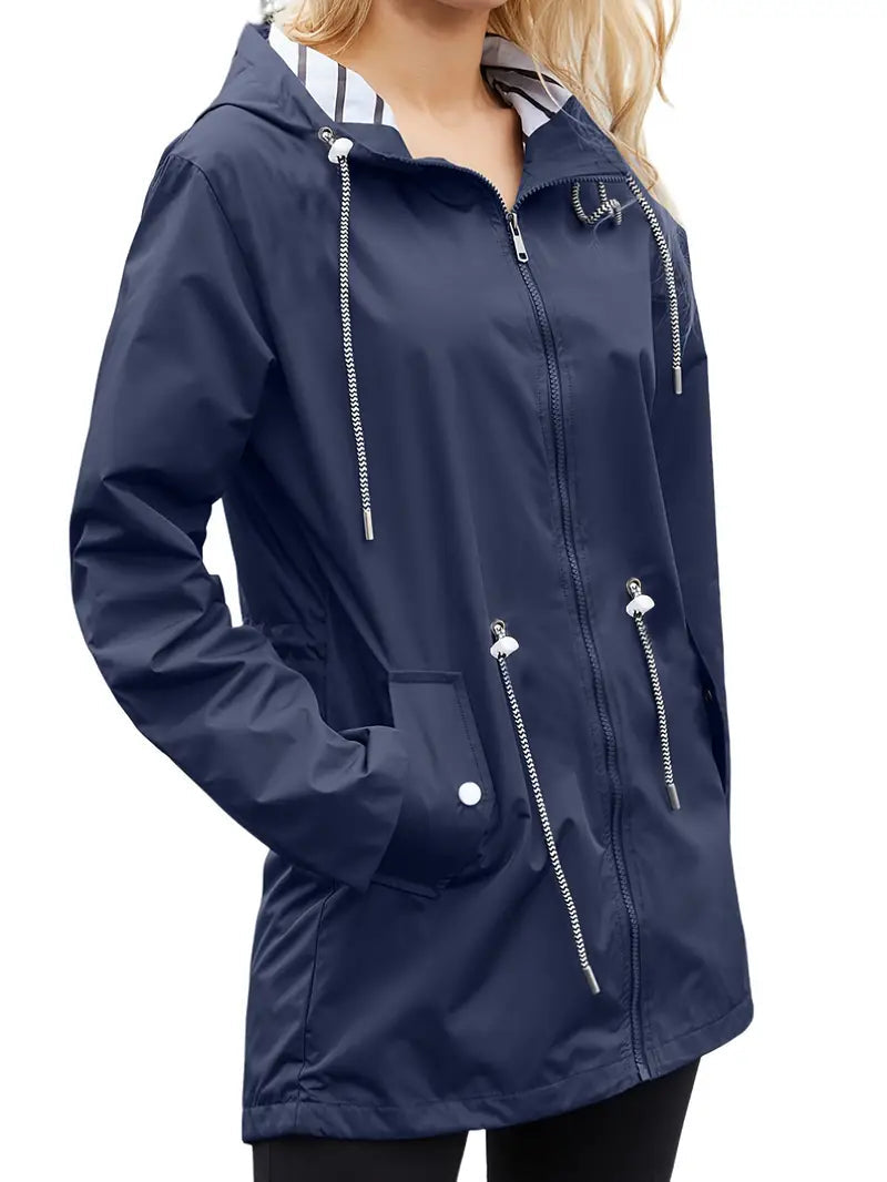 Krohn-e | Lässiger Wasserdichter Hoodie mit Langen Ärmeln, Knie-Lang für Frauen Perfekt für Herbst und Winter