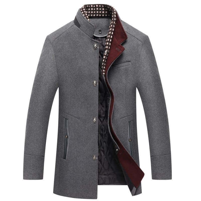 Krohn-e | Herren Slim Fit Woll Wintermantel