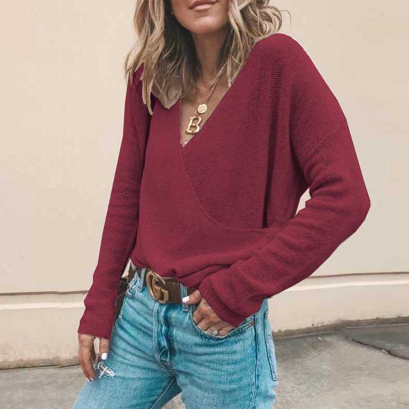 Krohn-e | Lässiger Strickpullover mit V-ausschnitt Weich und Leicht Casual Eleganz