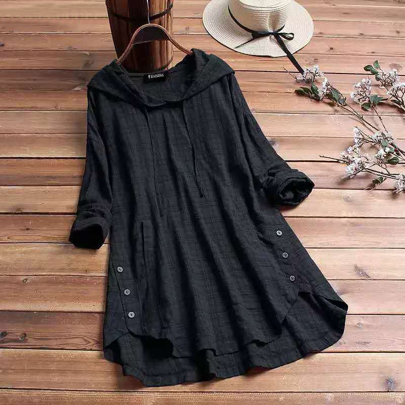 KROHN-E Damen Hoodie-Kleid Karierte Muster Kapuze