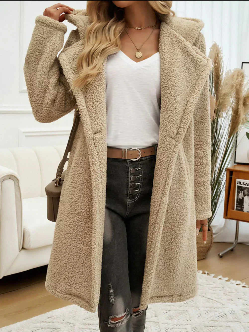 Krohn-e | Verlängter Teddy Hoodie Fleece Stilvoll und Warm