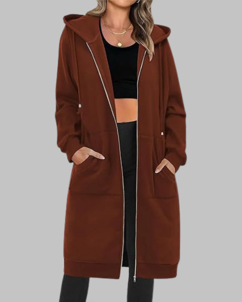 Krohn-e | Lässige Zip-Up Übergroße Lange Jacke