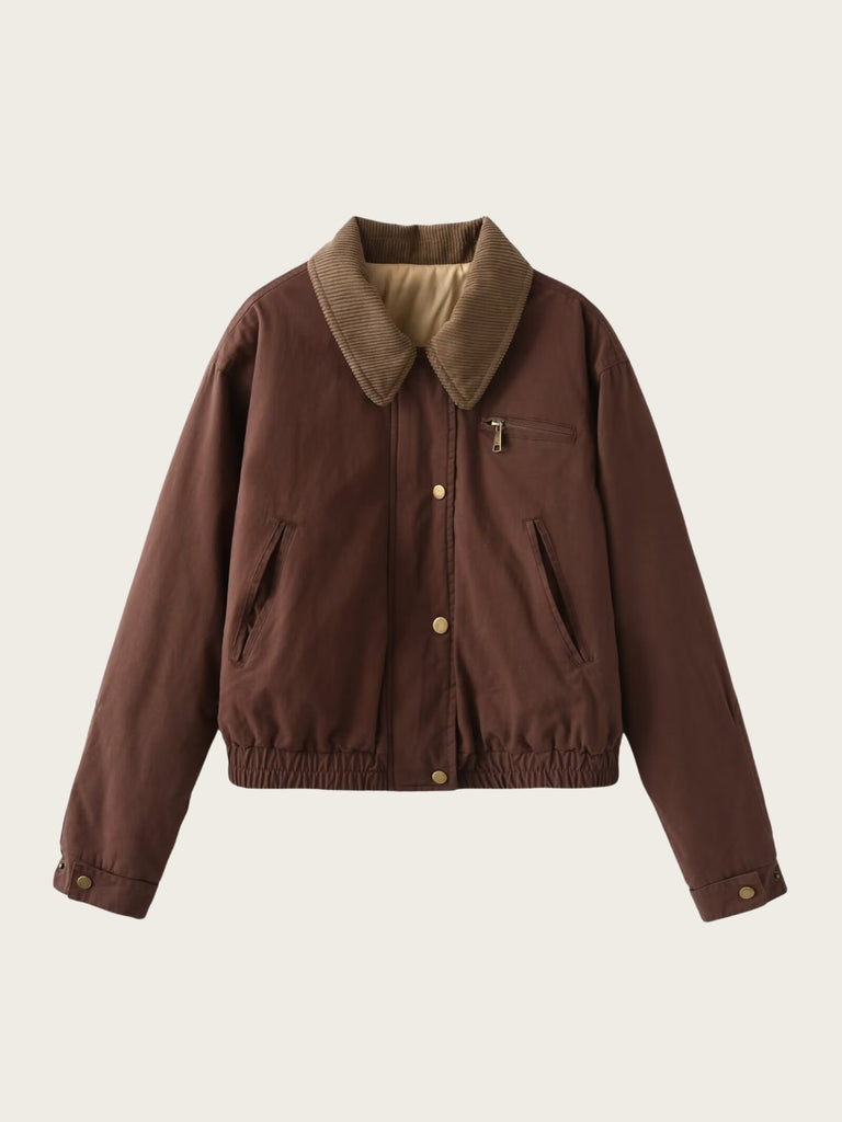 Krohn-e | Casual Bomberjacke Cord Kragen Reißverschluss Oberbekleidung