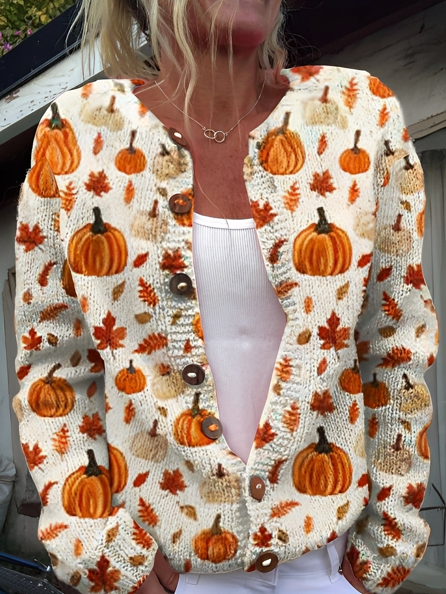 Krohn-e | Stilvolle Strickjacke mit Blumenmuster für Frauen