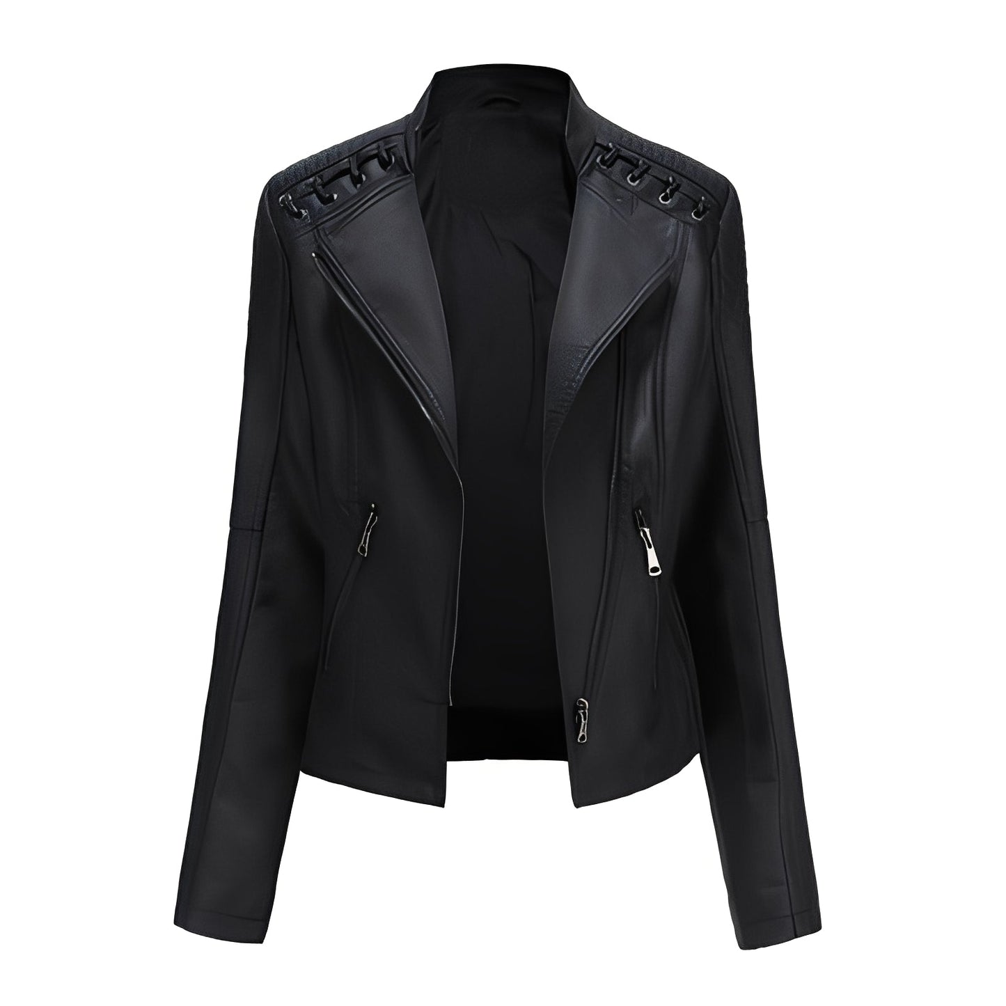 Krohn-e | Stilvolle, slim kurze Lederjacke für Damen