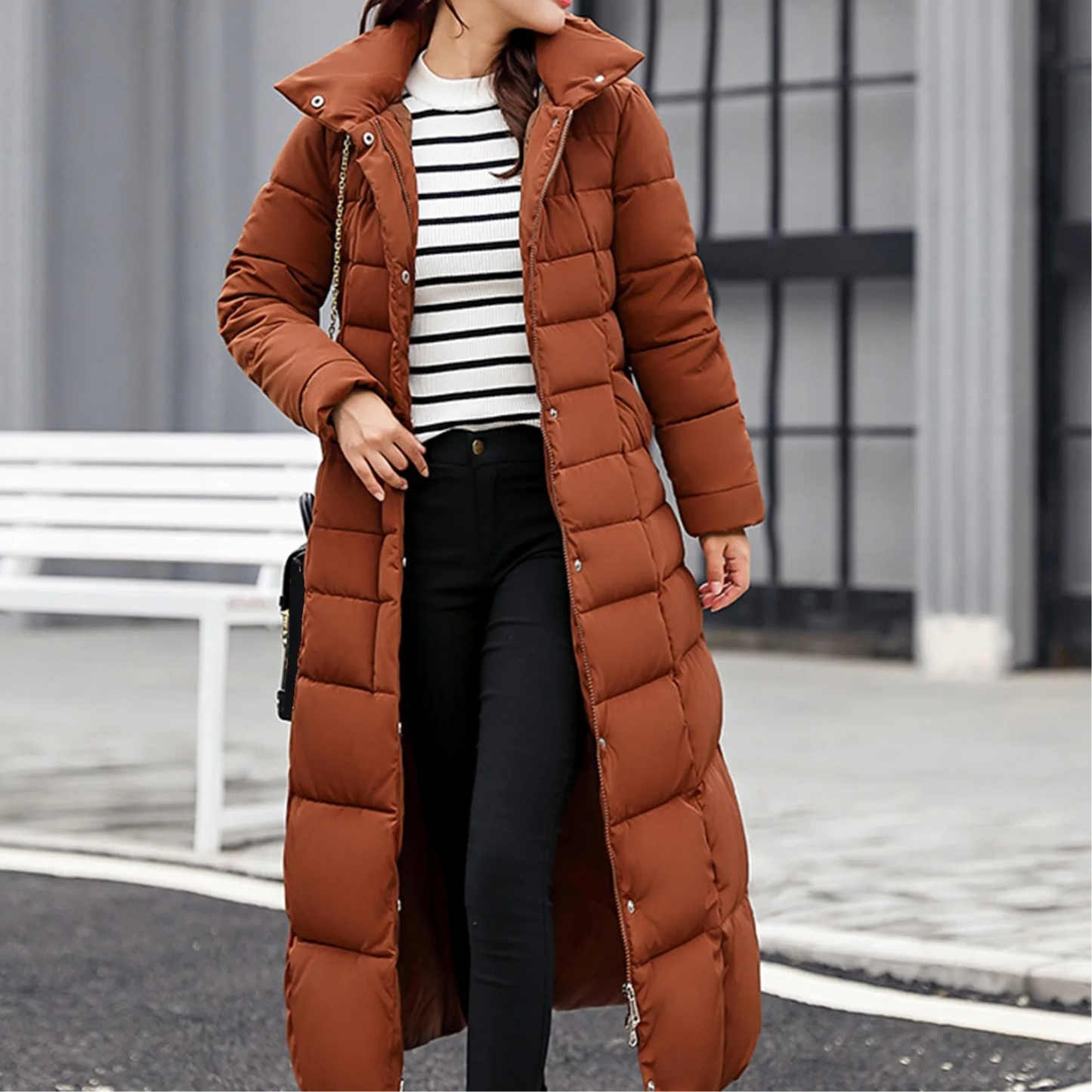 Krohn-e | Elegante Pufferjacke mit Umlegekragen und Knopf für Damen