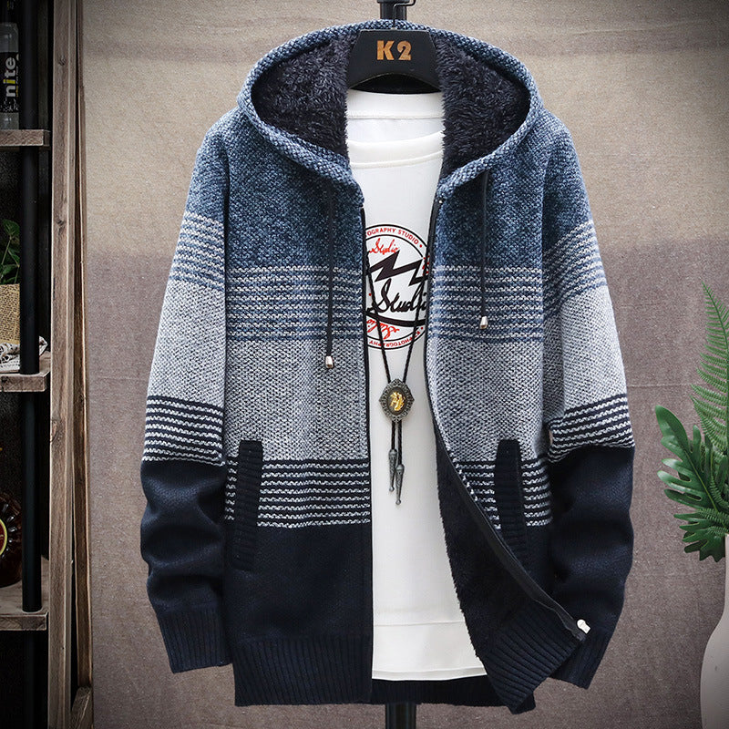 Krohn-e | Lässige lange Jacke mit Kapuze für Männer