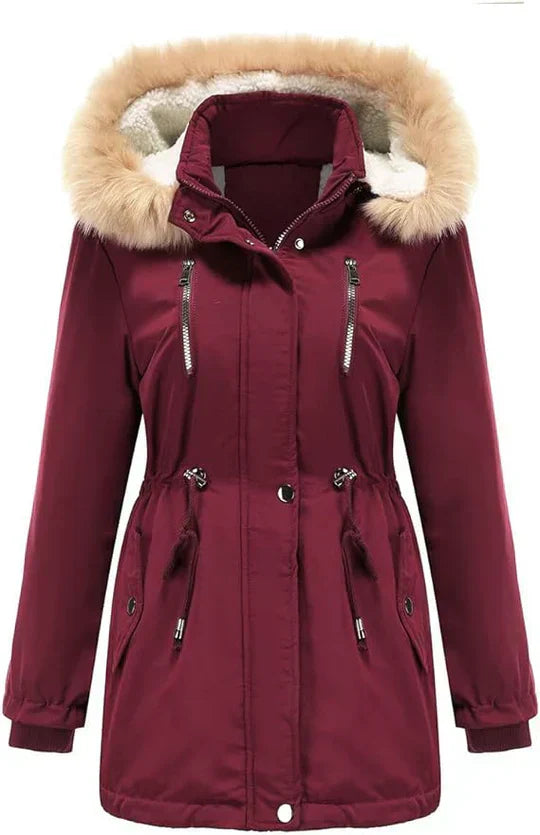 Krohn-e | Langer Mantel mit Kapuze Aus Kunstfell und Fleece-Futter