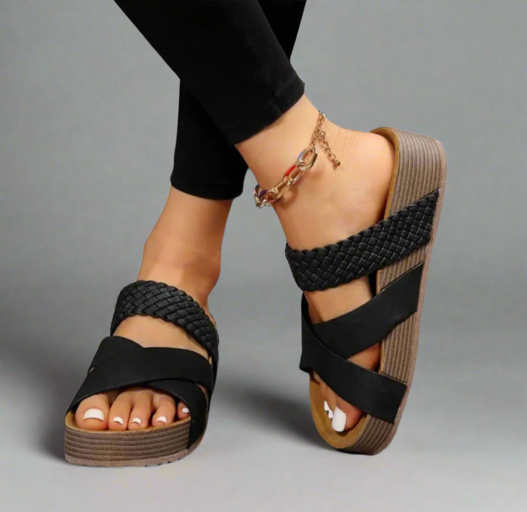 KROHN-E Damen Komfort-Sandalen Gepolsterte Sohle Verstellbare Riemen