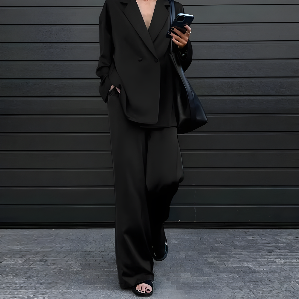 Oversized Blazer und Hose mit weitem Bein