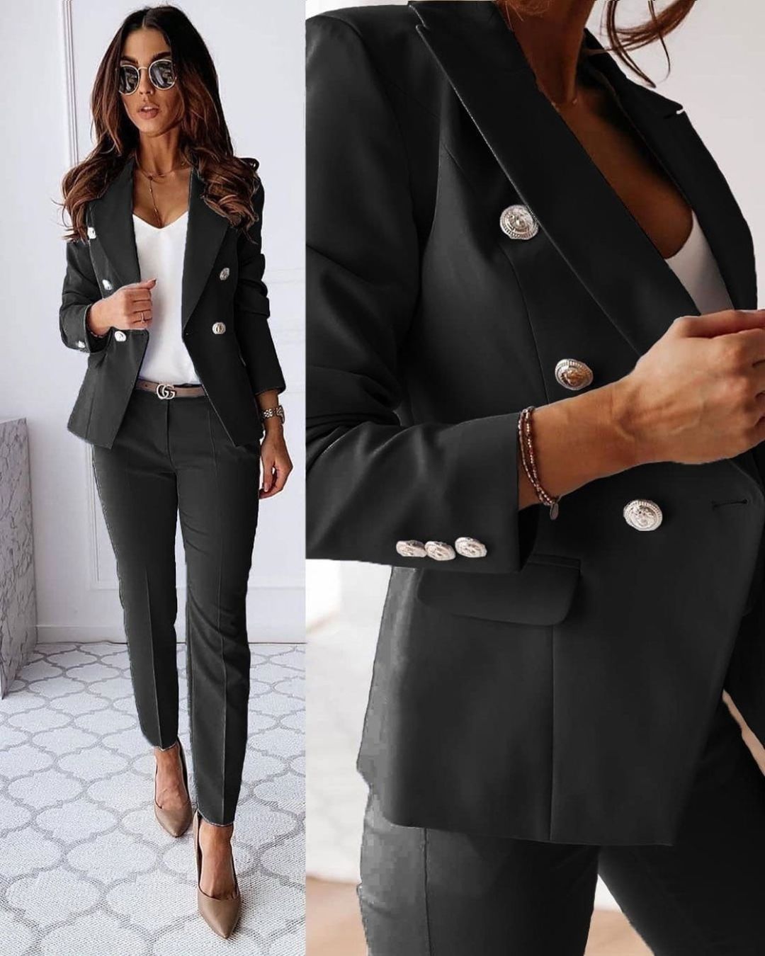 Krohn-e | Damen Satz mit Schickem Knopf Blazer