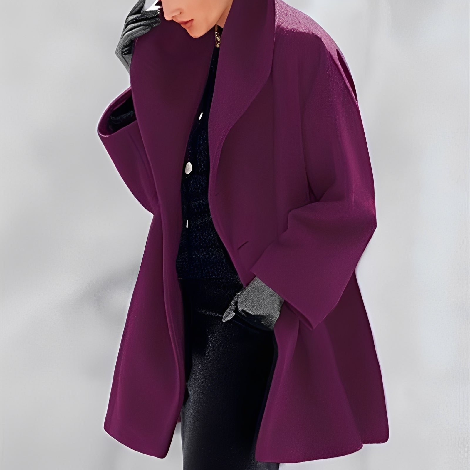 Krohn-e | Eleganter, Weit Geschnittener Wollmantel für Frauen