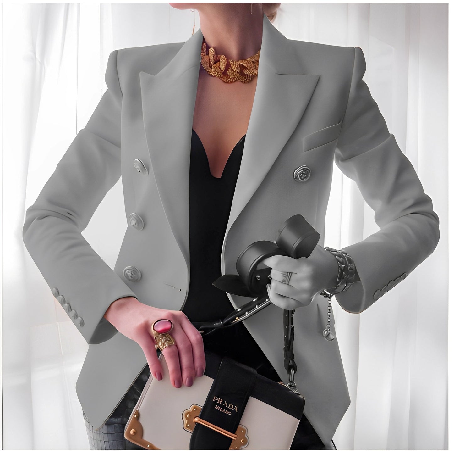Krohn-e | Klassischer Blazer mit Knöpfen für Frauen