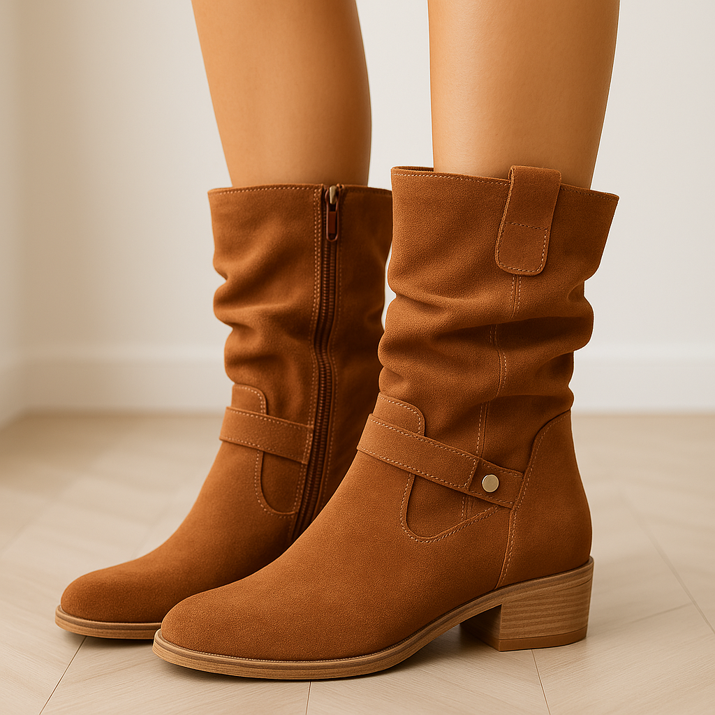 Krohn-e | Bequeme Damen Cowboy Stiefeletten mit Niedrigem Absatz
