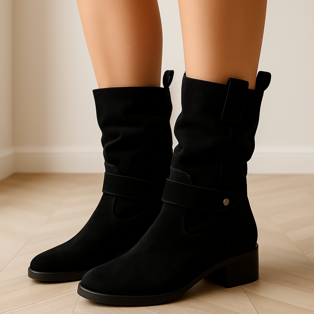 Krohn-e | Bequeme Damen Cowboy Stiefeletten mit Niedrigem Absatz