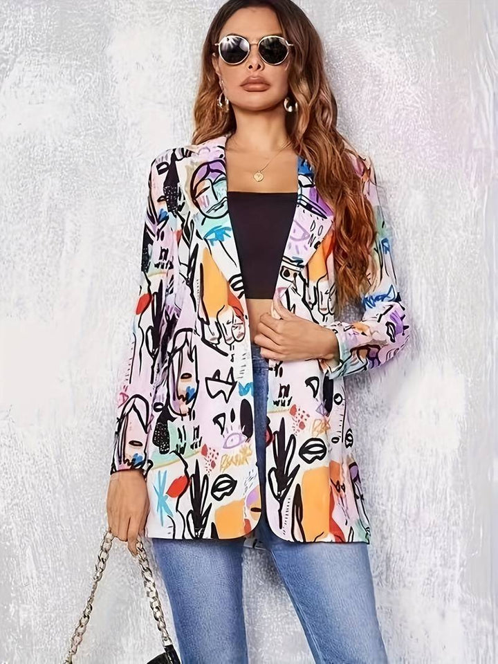 Graffiti-Blazer mit Knopfleiste