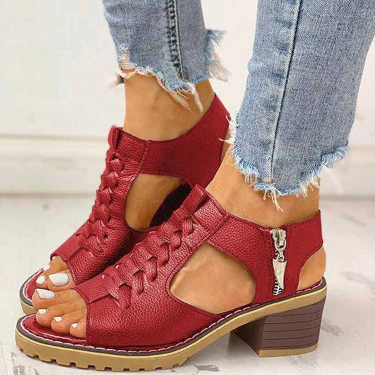 KROHN-E Damen High-Heel Sandalen Verstellbare Riemen Komfort
