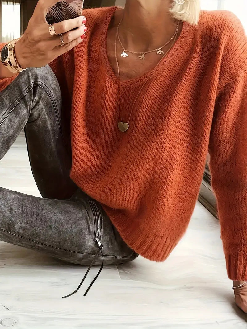 Krohn-e | V-Ausschnitt Pullover mit Feiner Struktur