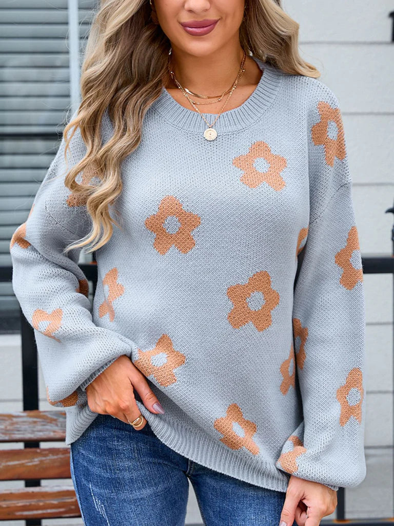 Krohn-e | Strickpullover mit Floralem Musterdesign