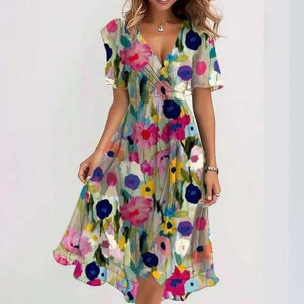 KROHN-E Damen Sommerkleid ärmellos mit fließendem Rock luftig leicht