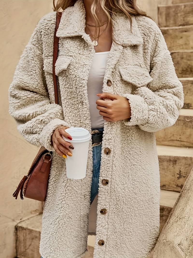 Krohn-e | Damen-Teddy-Mantel - Beige