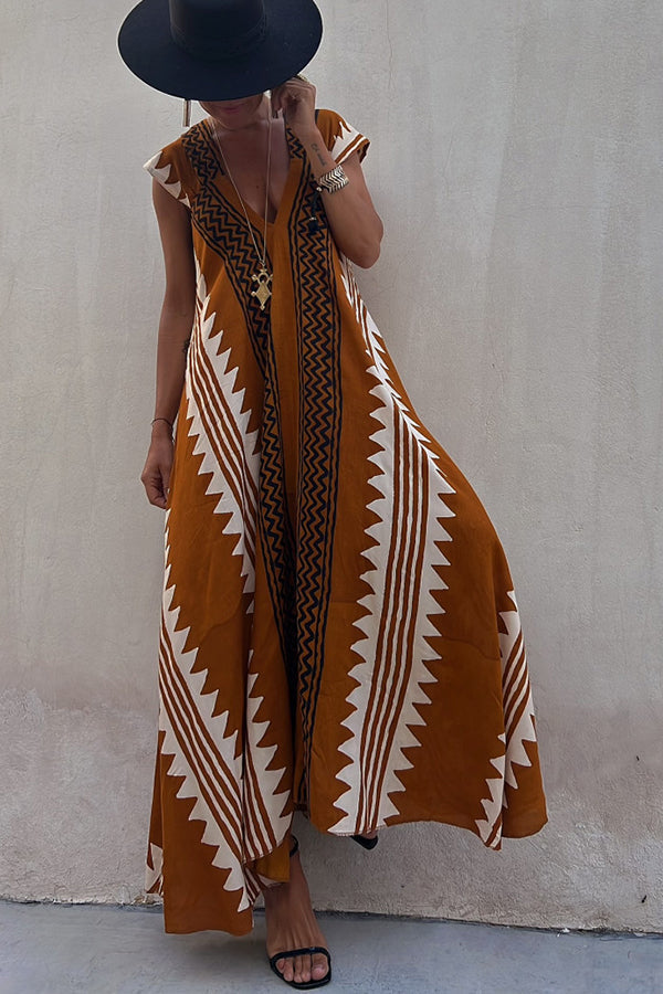 Julia: Maxidress with Ethno-Pattern (Available in 7 Colors)
