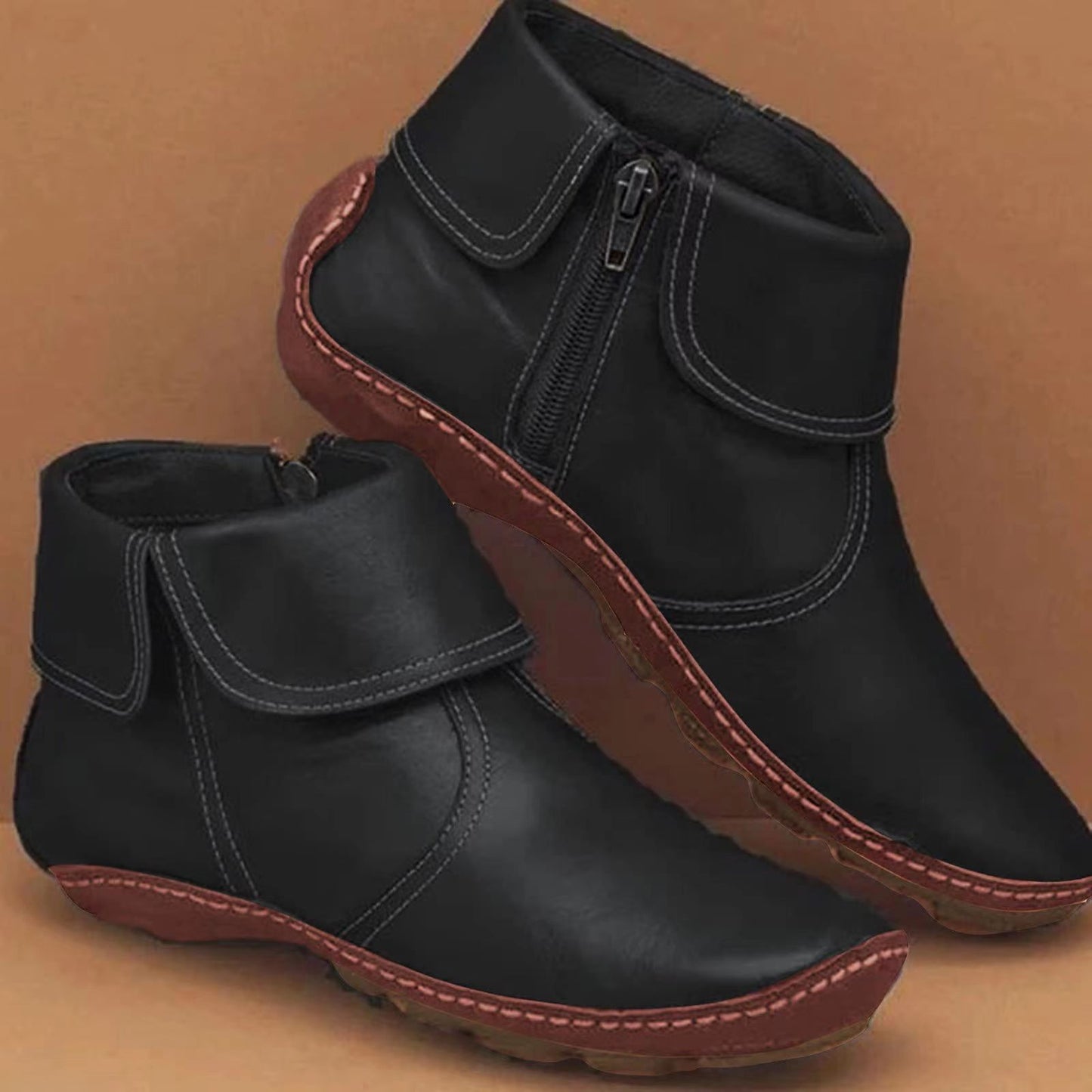 KROHN-E Damen Ankle Boots Rutschfeste Sohle Komfort Stiefeletten