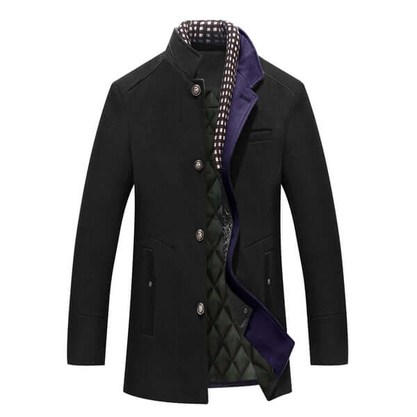 Krohn-e | Herren Slim Fit Woll Wintermantel